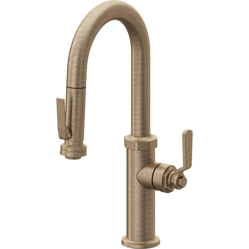 California Faucets - Pull-Down Prep/Bar Faucet with Squeeze Sprayer - Antique Brass Flat