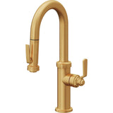 California Faucets - Pull-Down Prep/Bar Faucet with Squeeze Sprayer - Lifetime Satin Gold Pvd