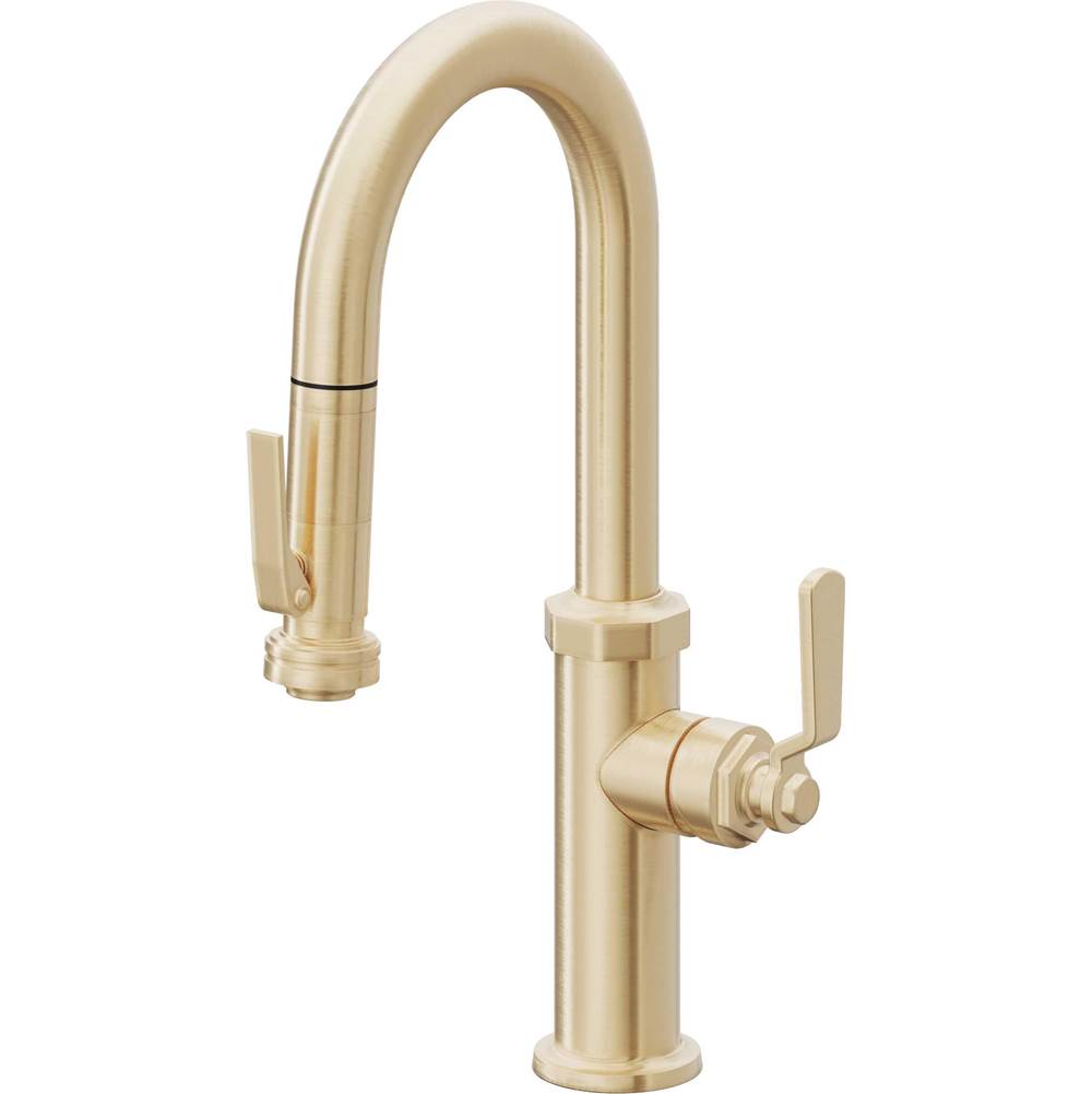 California Faucets - Pull-Down Prep/Bar Faucet with Squeeze Sprayer - Satin Brass Pvd