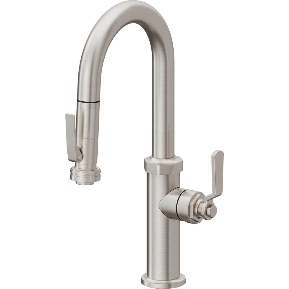 California Faucets - Pull-Down Prep/Bar Faucet with Squeeze Sprayer - Ultra Stainless Steel Pvd