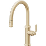 California Faucets - Pull-Down Kitchen Faucet with Button Sprayer  - Low Arc Spout - Satin Brass Pvd