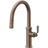 California Faucets - Pull-Down Kitchen Faucet with Button Sprayer  - Low Arc Spout - Satin Bronze Pvd