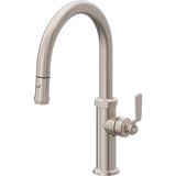 California Faucets - Pull-Down Kitchen Faucet with Button Sprayer  - Low Arc Spout - Gloss White