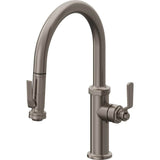 California Faucets - Pull-Down Kitchen Faucet with Squeeze Sprayer  - Low Arc Spout - Graphite Pvd