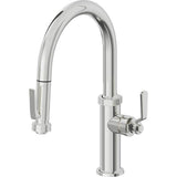 California Faucets - Pull-Down Kitchen Faucet with Squeeze Sprayer  - Low Arc Spout - Polished Chrome