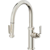 California Faucets - Pull-Down Kitchen Faucet with Squeeze Sprayer  - Low Arc Spout - Polished Nickel Pvd