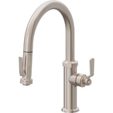California Faucets - Pull-Down Kitchen Faucet with Squeeze Sprayer  - Low Arc Spout - Gloss White