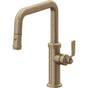 California Faucets - Pull-Down Kitchen Faucet with Button Sprayer  - Quad Spout - Antique Brass Flat
