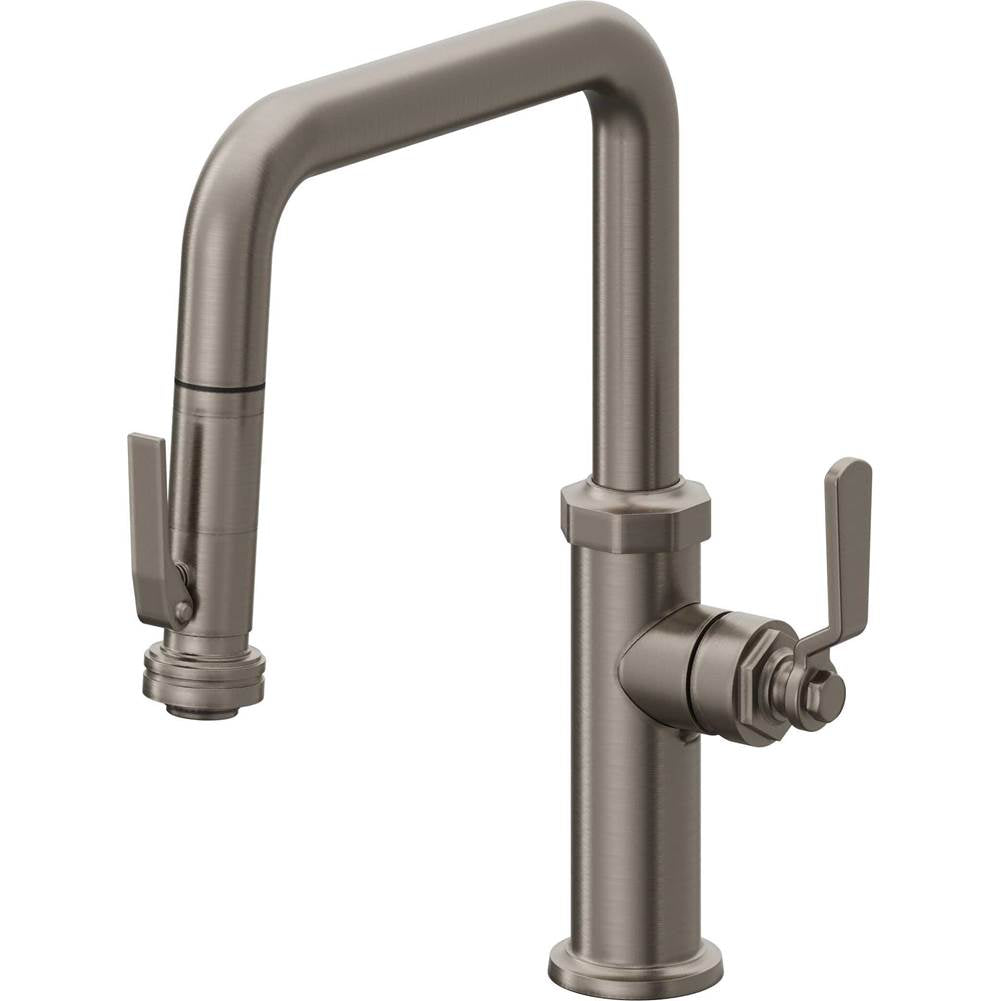 California Faucets - Pull-Down Kitchen Faucet with Squeeze Sprayer  - Quad Spout - Graphite Pvd