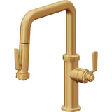California Faucets - Pull-Down Kitchen Faucet with Squeeze Sprayer  - Quad Spout - Lifetime Satin Gold Pvd