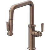California Faucets - Pull-Down Kitchen Faucet with Squeeze Sprayer  - Quad Spout - Satin Bronze Pvd