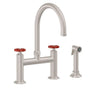 California Faucets - Bridge Kitchen Faucet with Sidespray - Arc Spout - Gloss White