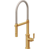 California Faucets - Culinary Pull-Out Kitchen Faucet with Button Sprayer - Lifetime Satin Gold Pvd