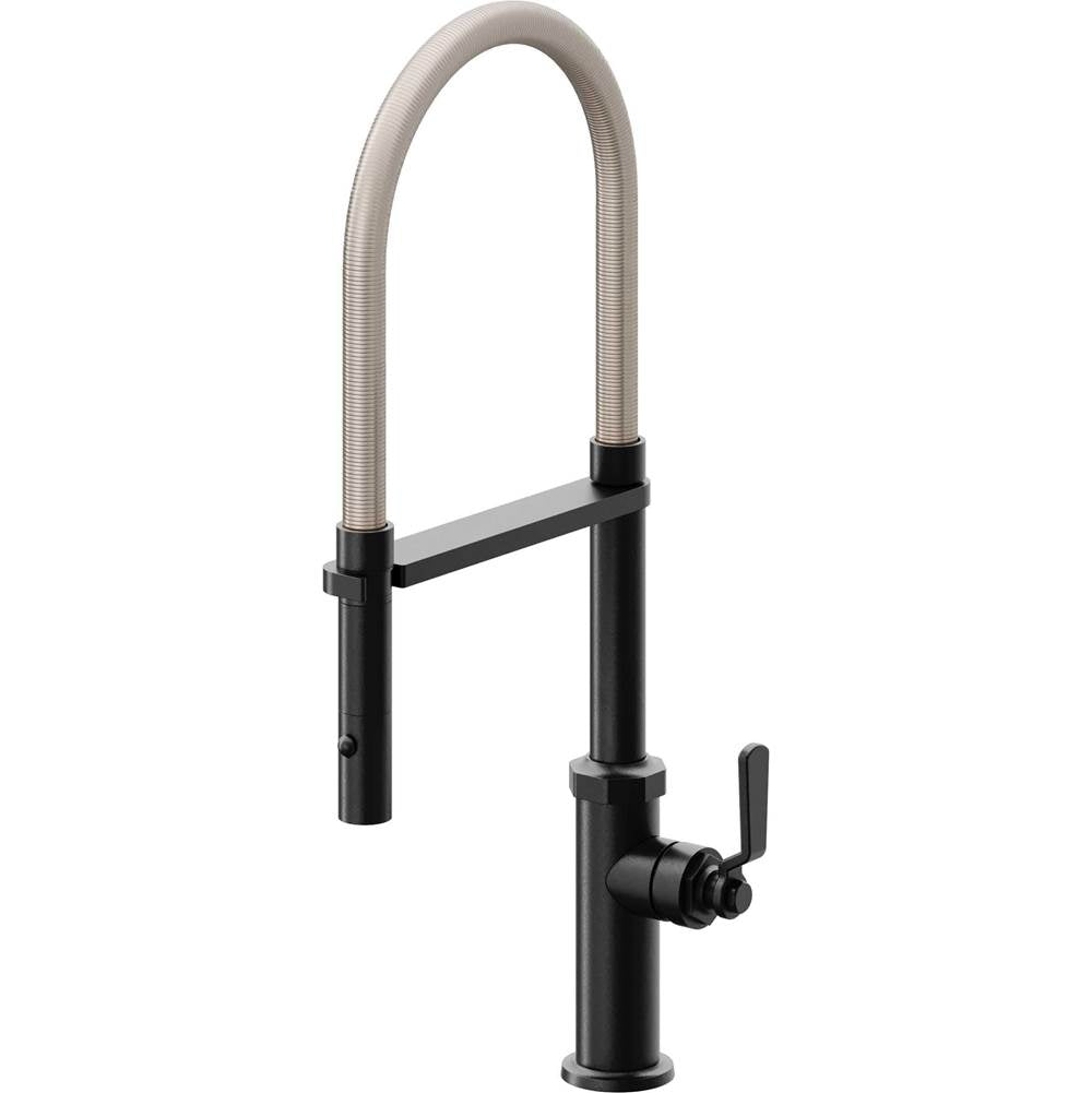California Faucets - Culinary Pull-Out Kitchen Faucet with Button Sprayer - Matte Black