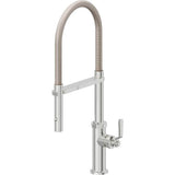 California Faucets - Culinary Pull-Out Kitchen Faucet with Button Sprayer - Polished Chrome