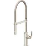 California Faucets - Culinary Pull-Out Kitchen Faucet with Button Sprayer - Polished Nickel Pvd