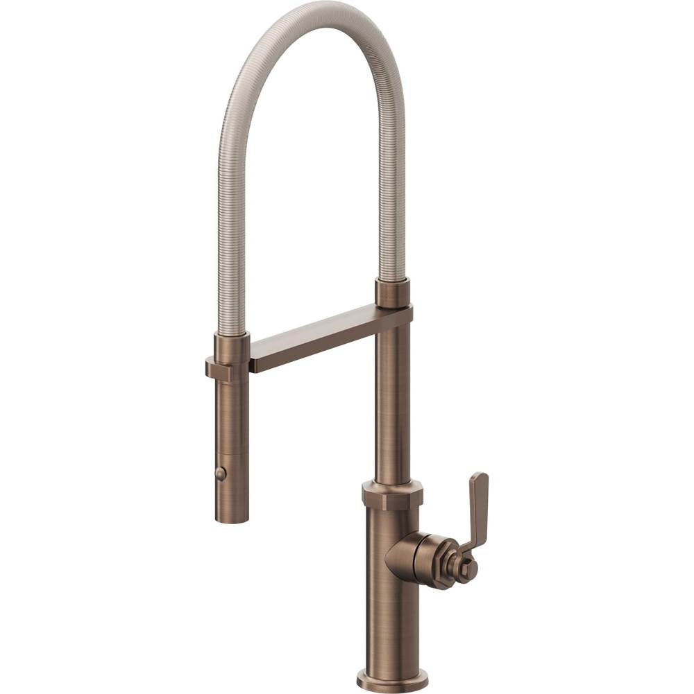 California Faucets - Culinary Pull-Out Kitchen Faucet with Button Sprayer - Satin Bronze Pvd