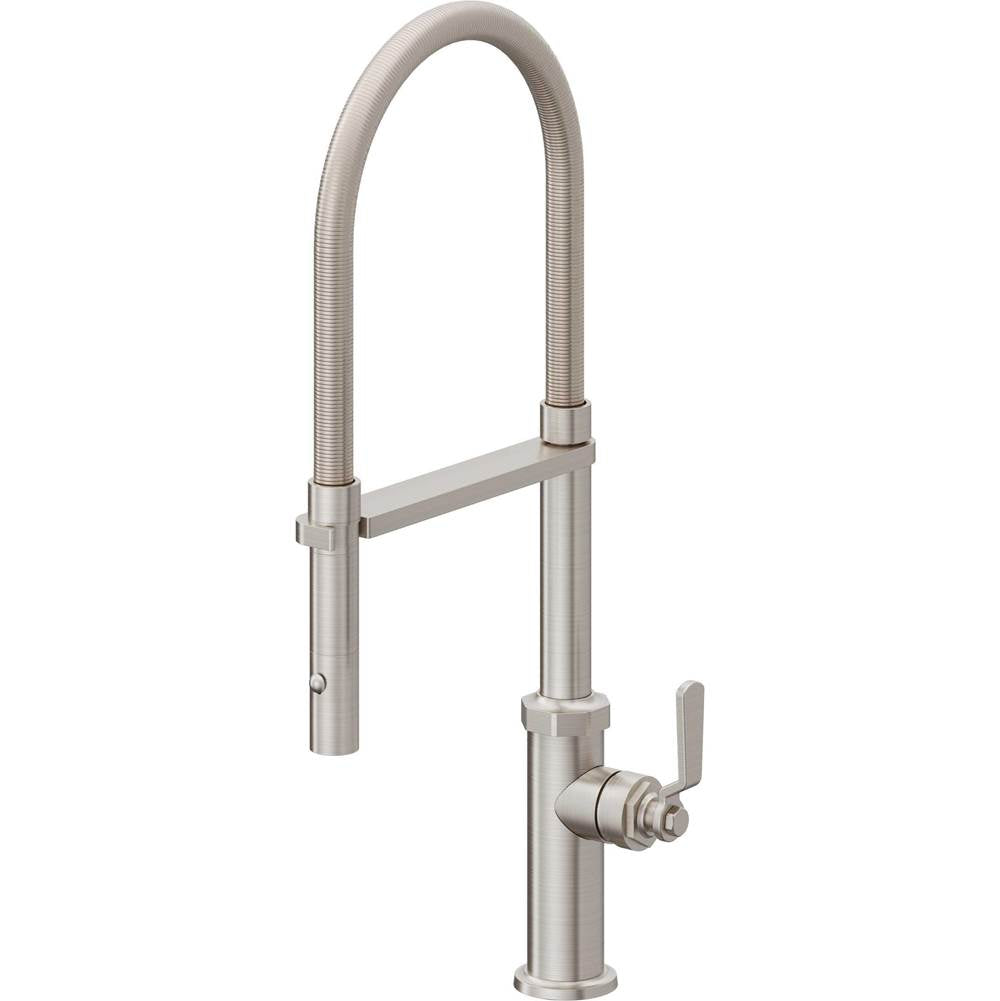 California Faucets - Culinary Pull-Out Kitchen Faucet with Button Sprayer - Ultra Stainless Steel Pvd