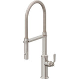 California Faucets - Culinary Pull-Out Kitchen Faucet with Button Sprayer - Ultra Stainless Steel Pvd