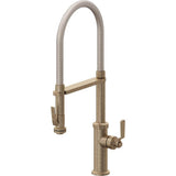 California Faucets - Culinary Pull-Out Kitchen Faucet with Squeeze Sprayer - Antique Brass Flat