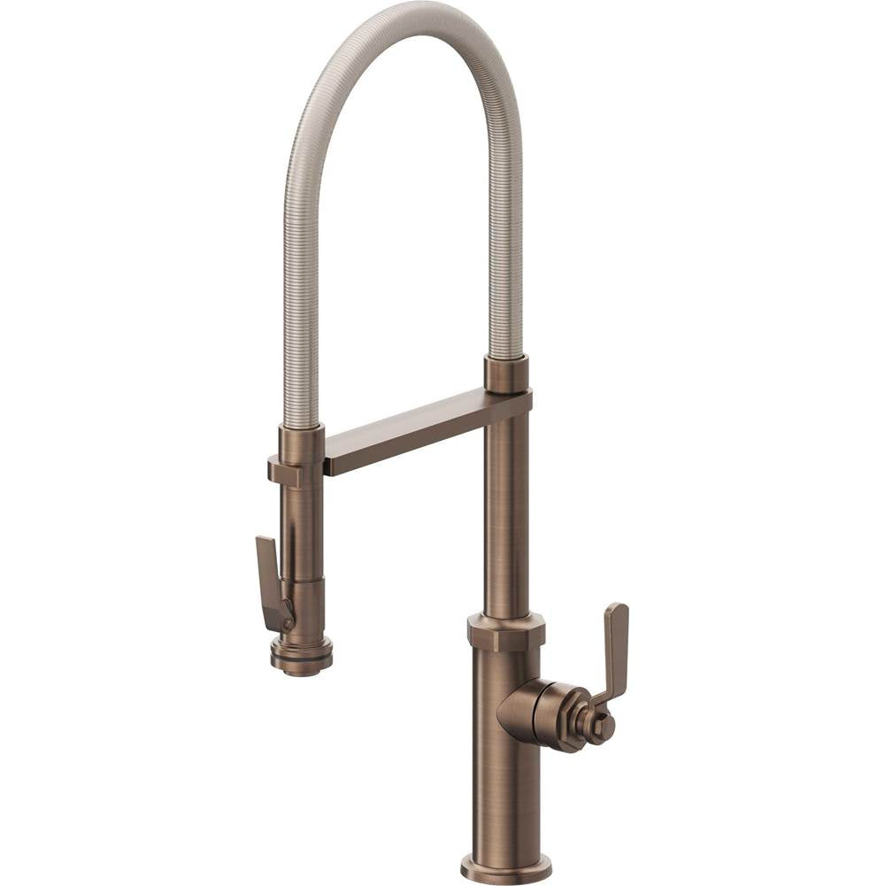 California Faucets - Culinary Pull-Out Kitchen Faucet with Squeeze Sprayer - Satin Bronze Pvd