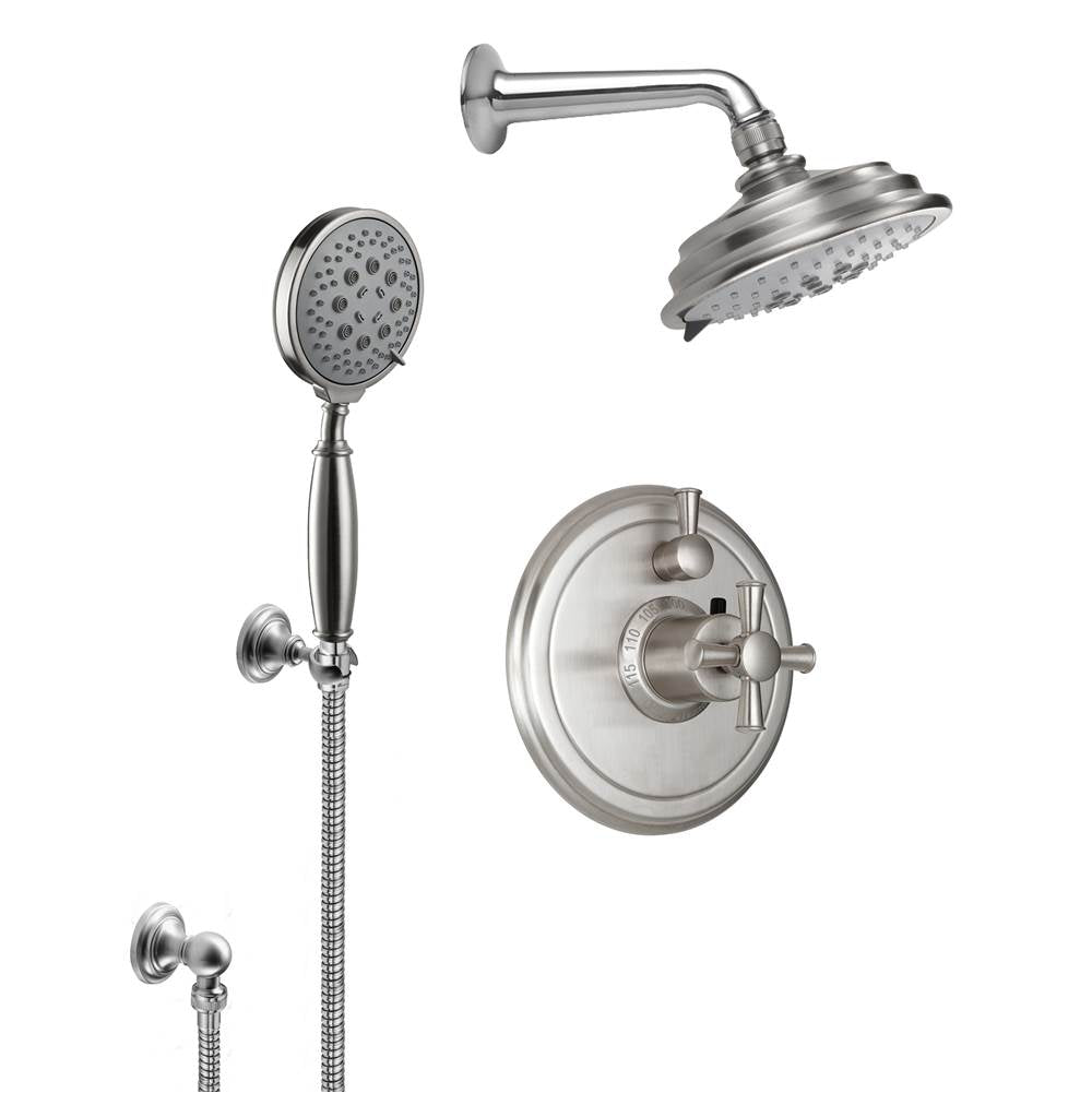California Faucets - Miramar Styletherm 1/2'' Thermostatic Shower System with Showerhead and Handshower on Hook - Gloss White
