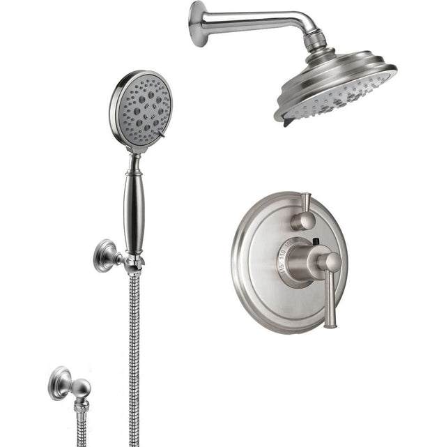 California Faucets - Miramar StyleTherm 1/2'' Thermostatic Shower System with Showerhead and Handshower on Hook - Gloss White