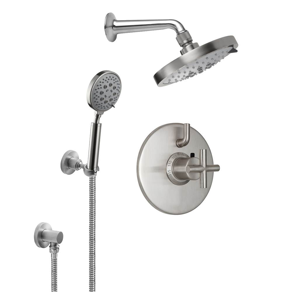 California Faucets - Tiburon Styletherm 1/2'' Thermostatic Shower System with Showerhead and Handshower on Hook - Gloss White