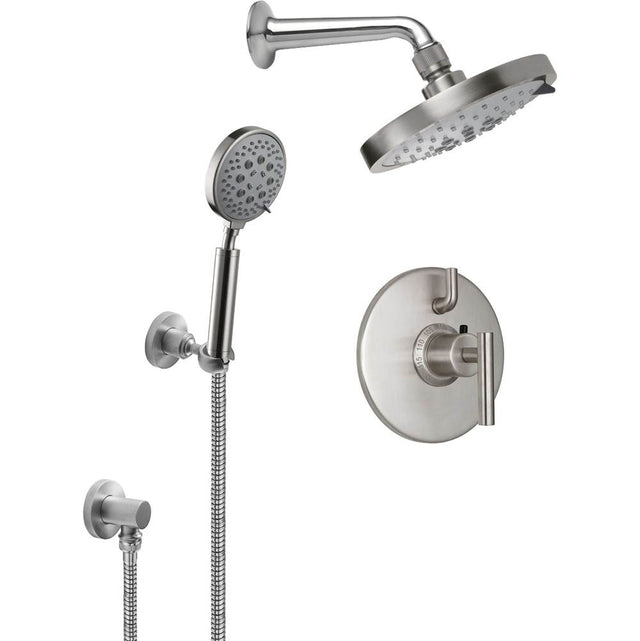 California Faucets - Tiburon StyleTherm 1/2'' Thermostatic Shower System with Showerhead and Handshower on Hook - Polished Nickel Pvd