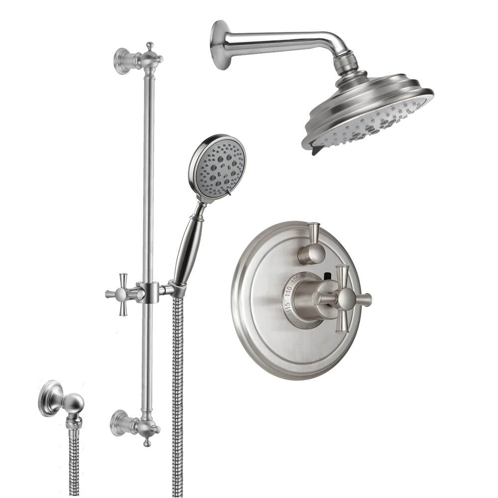 California Faucets - Miramar Styletherm 1/2'' Thermostatic Shower System with Handshower Slide Bar - Gloss White