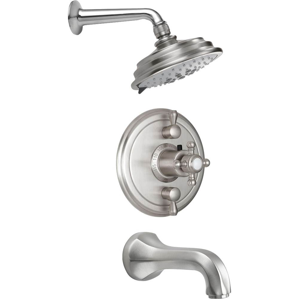 California Faucets - Monterey StyleTherm 1/2'' Thermostatic Shower System with Showerhead and Tub Spout - Gloss White
