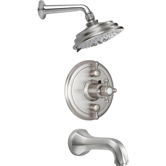 California Faucets - Monterey StyleTherm 1/2'' Thermostatic Shower System with Showerhead and Tub Spout - Gloss White
