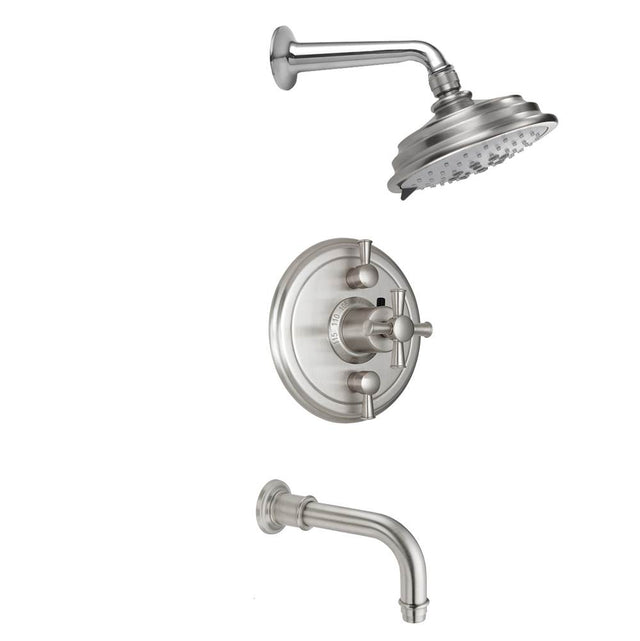 California Faucets - Miramar Styletherm 1/2'' Thermostatic Shower System with Showerhead and  Tub Spout - Gloss White