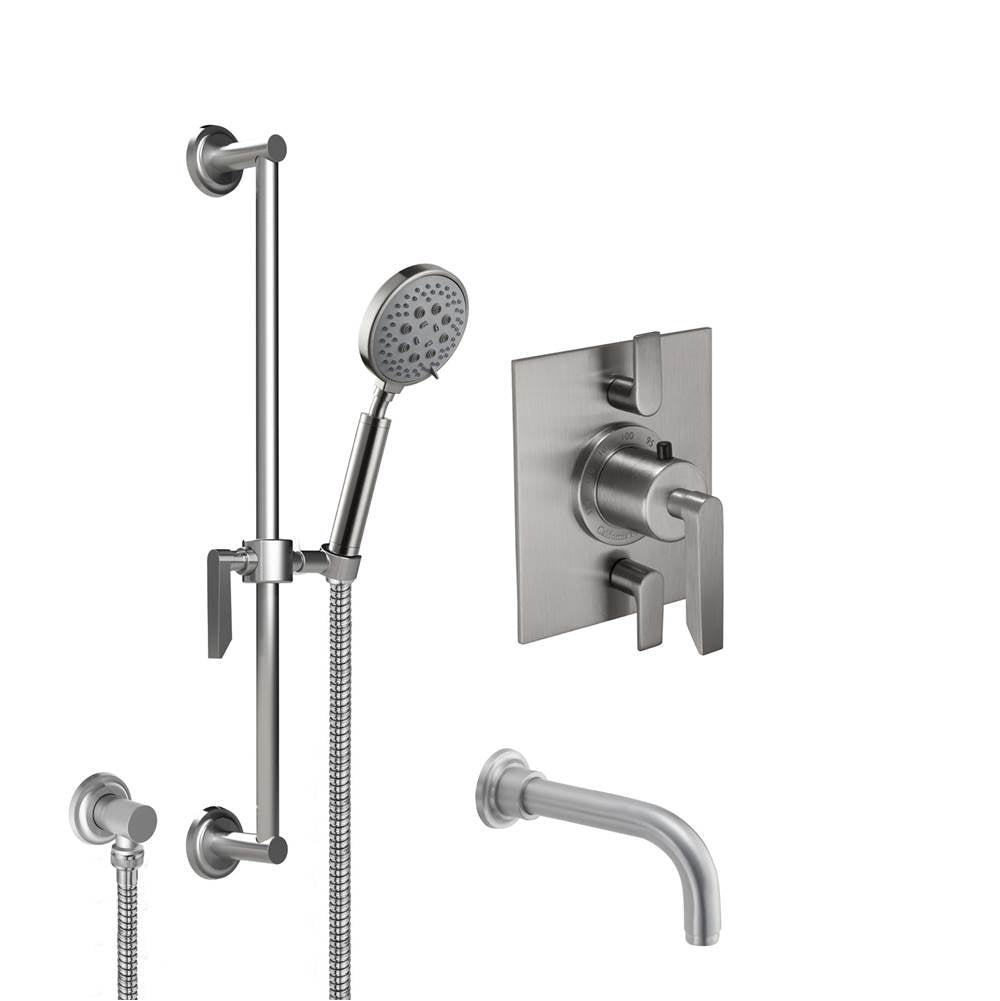 California Faucets - Rincon Bay StyleTherm 1/2'' Thermostatic Shower System with Handshower Slide Bar and Tub Spout - Gloss White