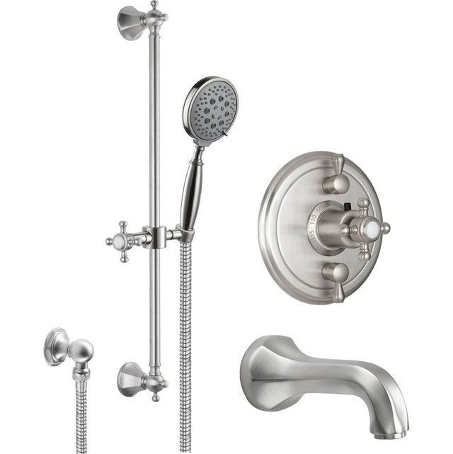 California Faucets - Monterey StyleTherm 1/2'' Thermostatic Shower System with Handshower Slide Bar and Tub Spout - Gloss White