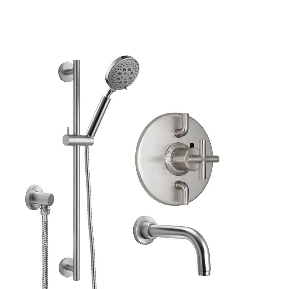 California Faucets - Tiburon Styletherm 1/2'' Thermostatic Shower System with Handshower Slide Bar and Tub Spout - Gloss White