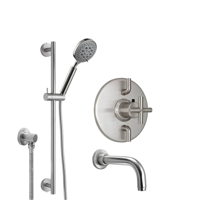 California Faucets - Tiburon Styletherm 1/2'' Thermostatic Shower System with Handshower Slide Bar and Tub Spout - Gloss White