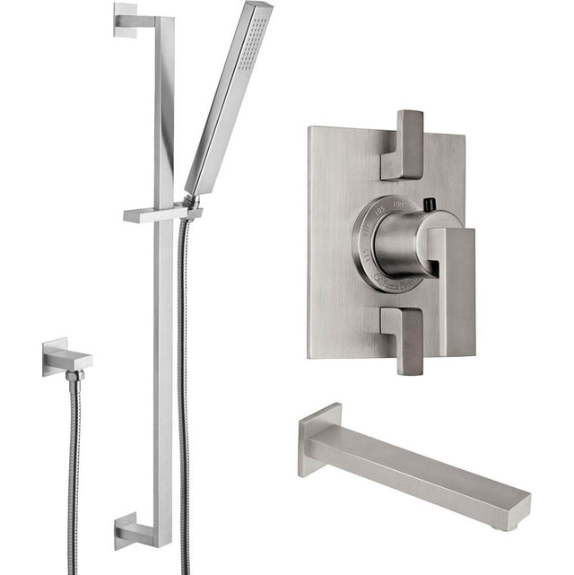 California Faucets - Morro Bay StyleTherm 1/2'' Thermostatic Shower System with Handshower Slide Bar and Tub Spout - Gloss White