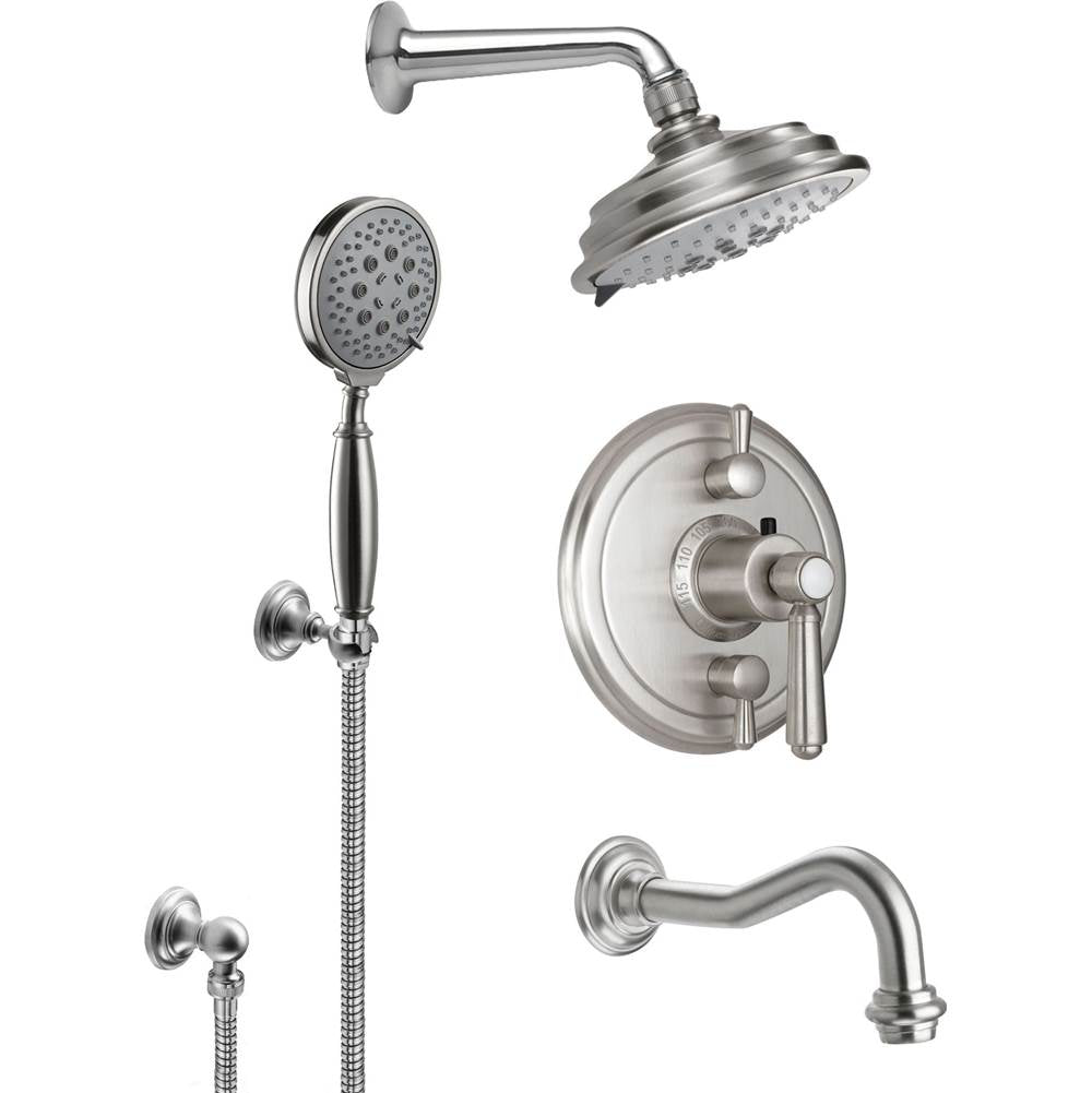 California Faucets - Montecito StyleTherm 1/2'' Thermostatic Shower System with Handshower Hook and Tub Spout - Gloss White