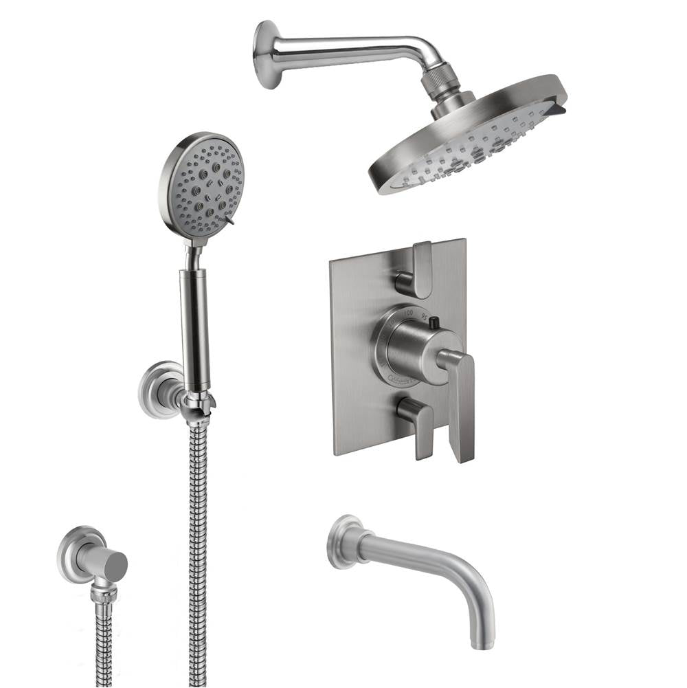 California Faucets - Rincon Bay StyleTherm 1/2'' Thermostatic Shower System with Handshower Hook and Tub Spout - Gloss White
