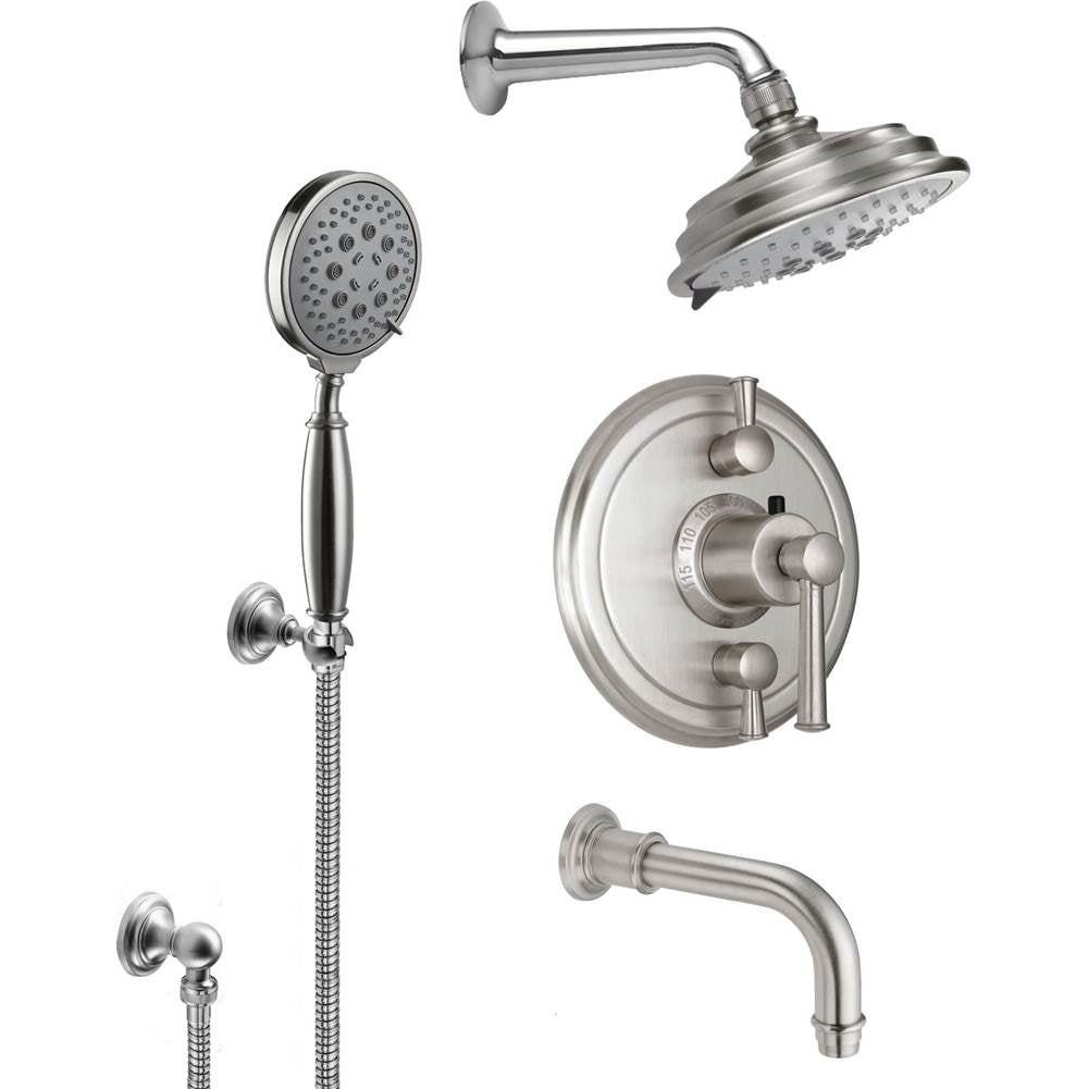 California Faucets - Miramar StyleTherm 1/2'' Thermostatic Shower System with Handshower Hook and Tub Spout - Gloss White
