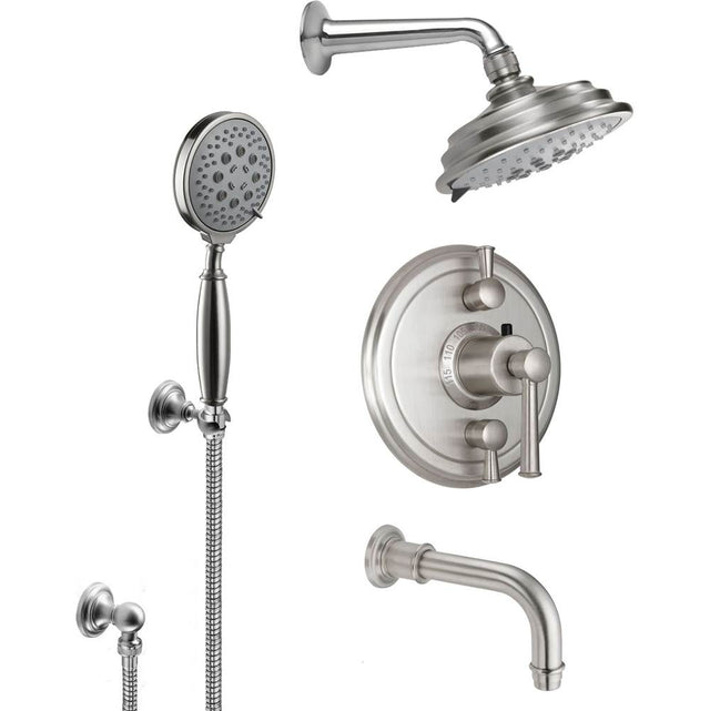 California Faucets - Miramar StyleTherm 1/2'' Thermostatic Shower System with Handshower Hook and Tub Spout - Gloss White
