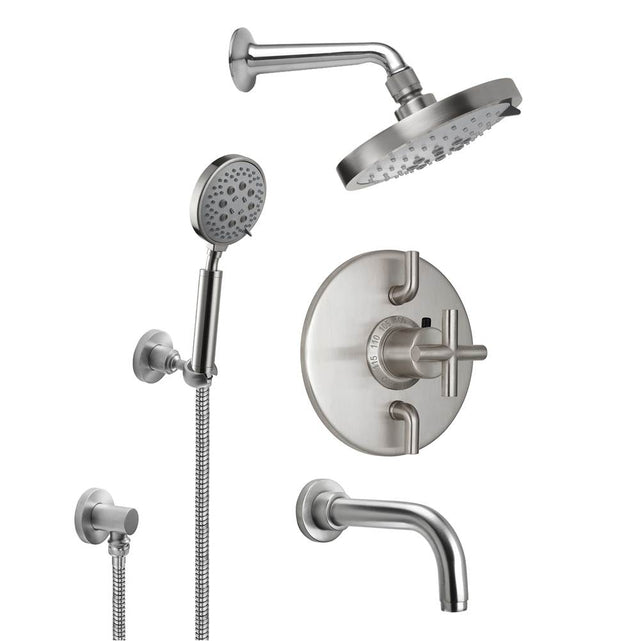 California Faucets - Tiburon Styletherm 1/2'' Thermostatic Shower System with Handshower Hook and Tub Spout - Gloss White