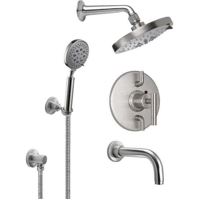California Faucets - Tiburon StyleTherm 1/2'' Thermostatic Shower System with Handshower Hook and Tub Spout - Gloss White
