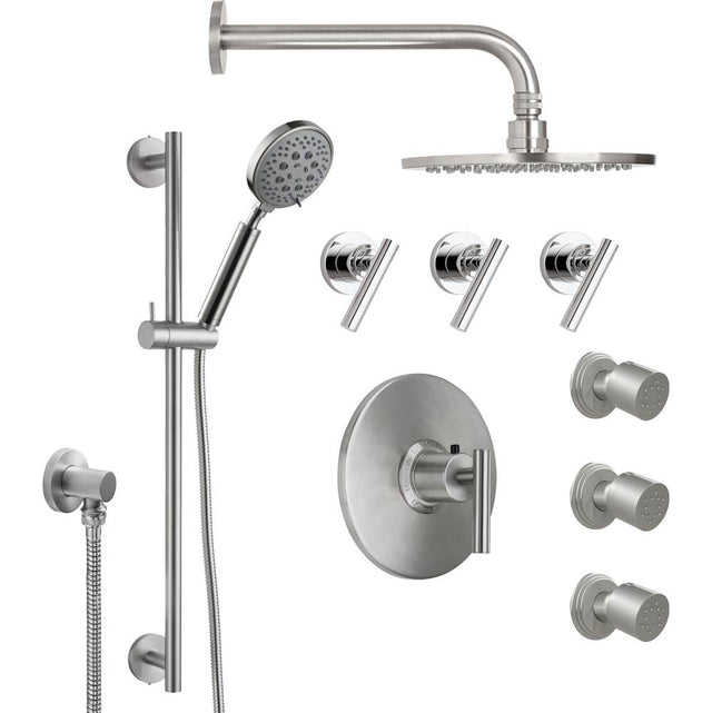 California Faucets - Tiburon StyleTherm 3/4'' Thermostatic Shower System with Body Spray, Handshower on Slide Bar, and Showerhead - Gloss White