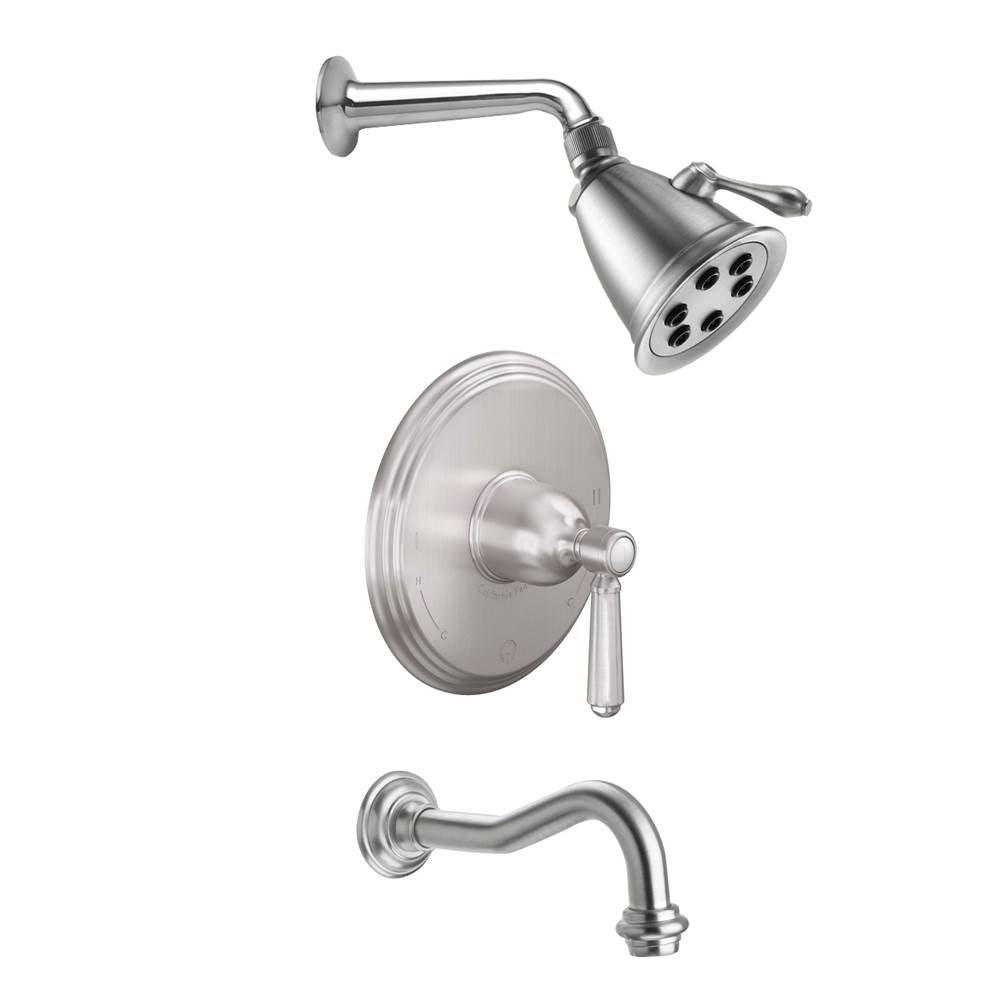 California Faucets - Montecito Pressure Balance Shower System with Single Showerhead and Tub Spout - Gloss White