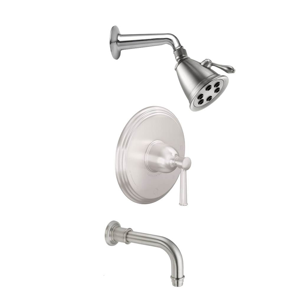 California Faucets - Miramar Pressure Balance Shower System with Single Showerhead and Tub Spout - Gloss White