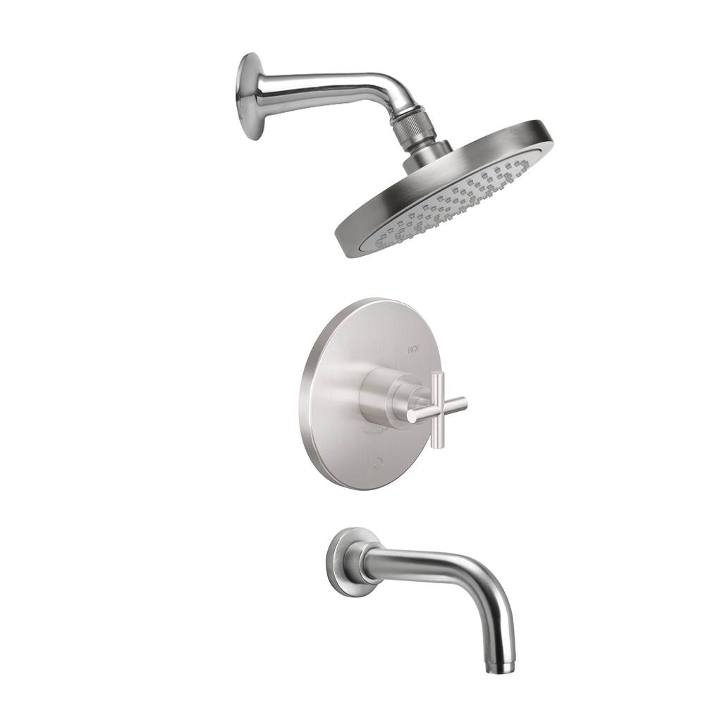California Faucets - Tiburon Pressure Balance Shower System with Single Showerhead and Tub Spout - Gloss White