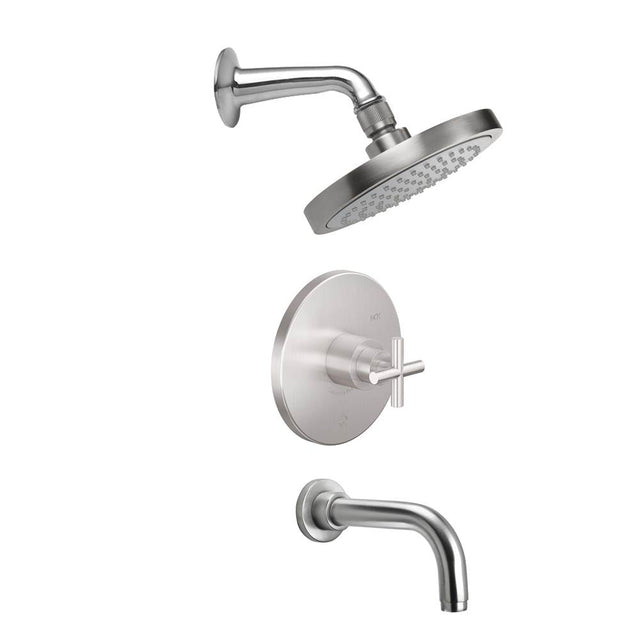 California Faucets - Tiburon Pressure Balance Shower System with Single Showerhead and Tub Spout - Gloss White