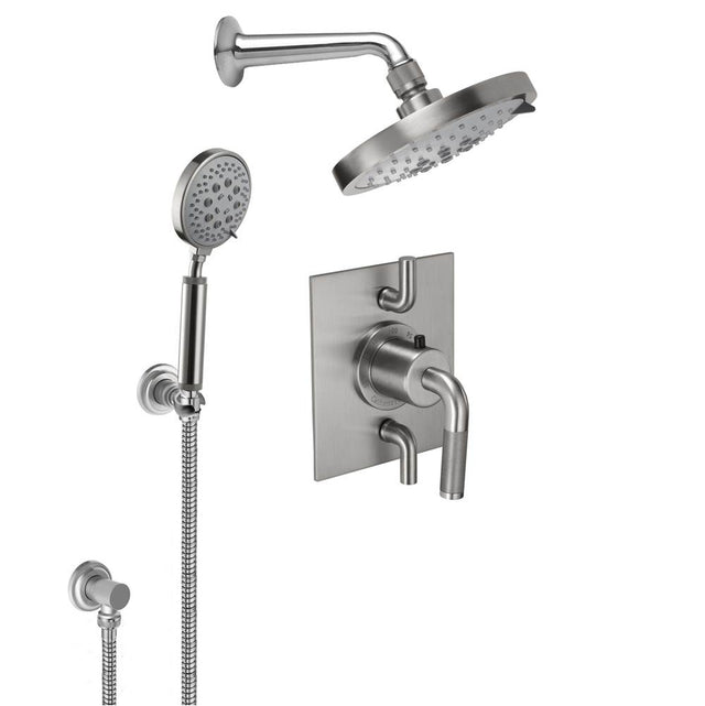 California Faucets - Descanso StyleTherm 1/2'' Thermostatic Shower System with Showerhead and Handshower on Hook - Gloss White